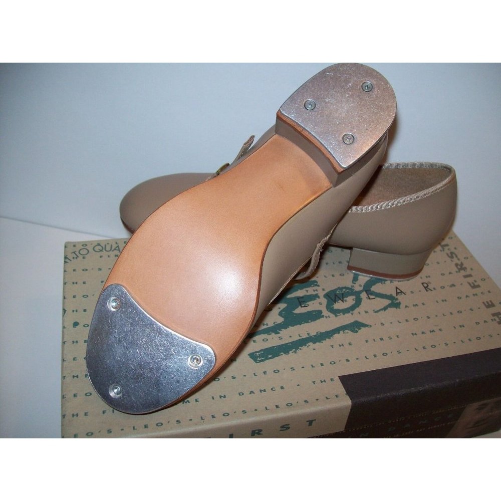New Leo's Tan Leather Sole Tap Dance Dancing Shoes  #406  -  Adult Size 4.0M - Picture 4 of 6